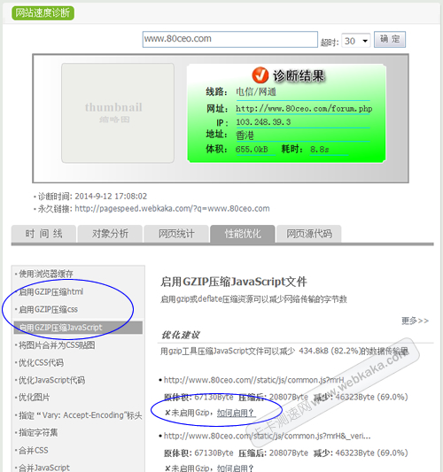 一鍵檢測網站各類型文件是否啟用gzip
