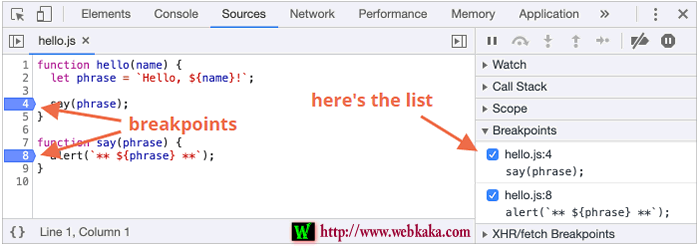 設(shè)置斷點(diǎn)執(zhí)行js代碼