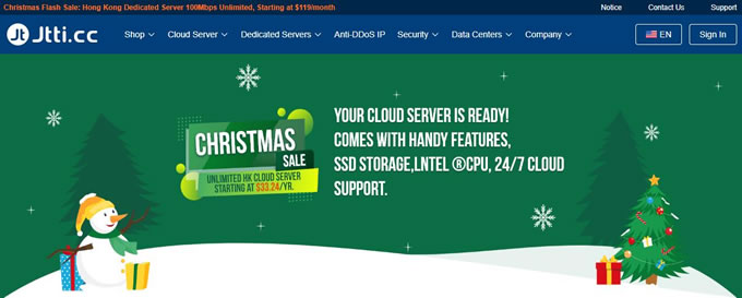2024圣誕促銷：Jtti香港cn2云服務器4C8G5M低至$18.77/月，支持PayPal/支付寶